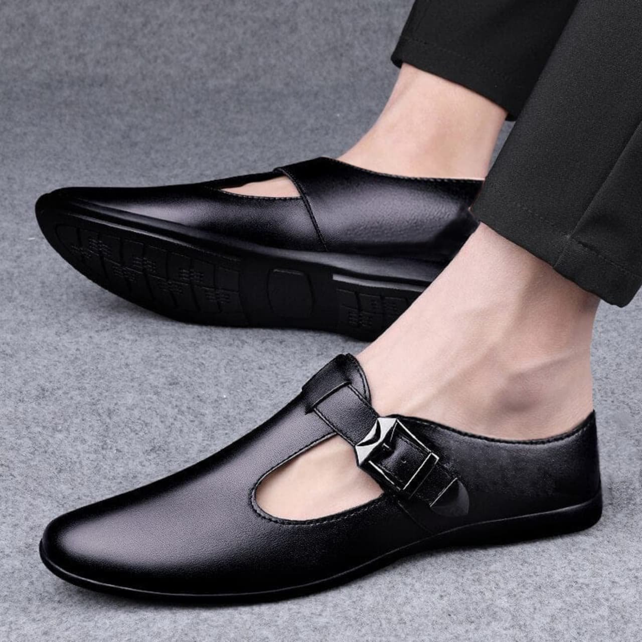 Men's Premium Black Buckle Loafer | Elegant Formal & Casual Shoes