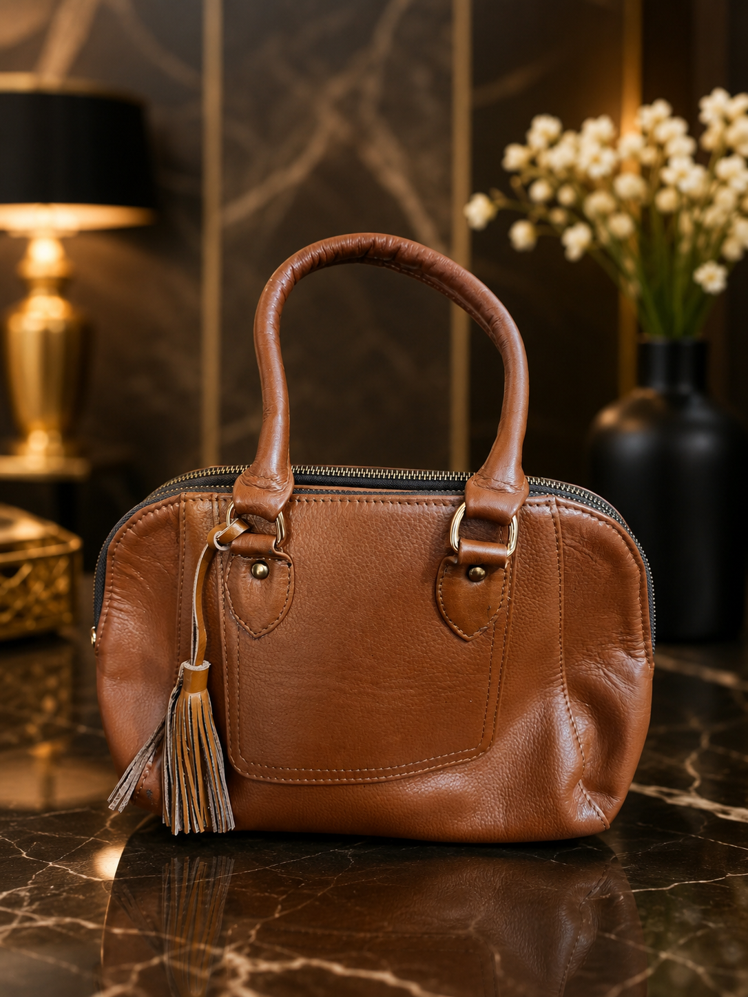 Sunshine Brown Leather Handbag đ¤
