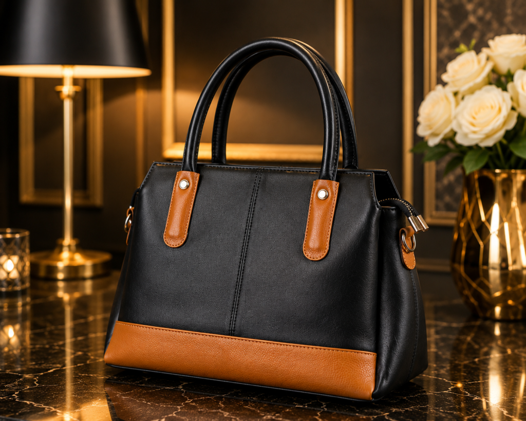 Norlux Premium Black & Tan Ladies Handbag
